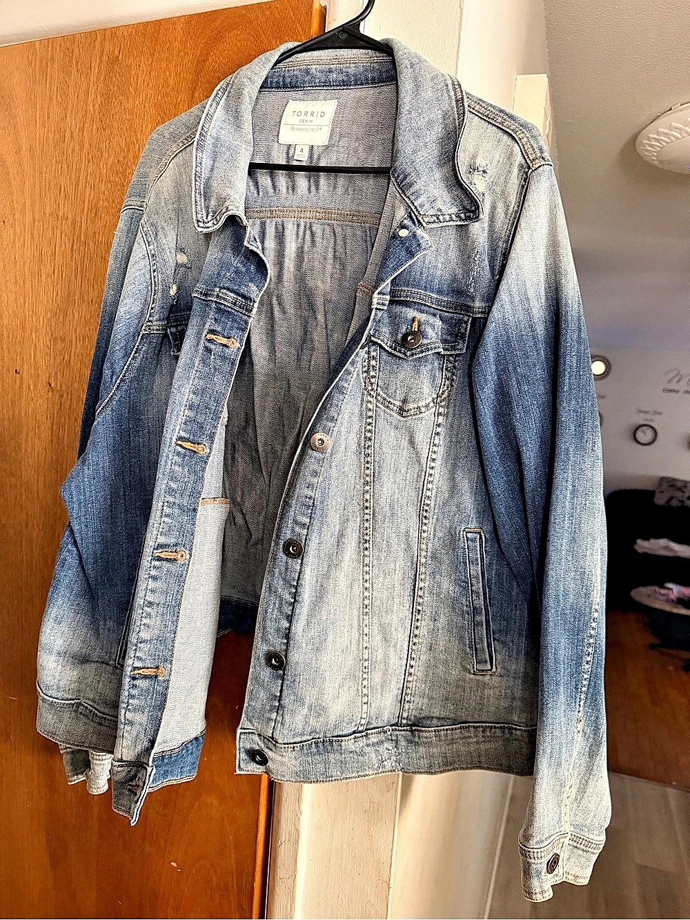 TORRID Denim Distressed Denim Jacket Denim Jean Jacket Blue Size 4